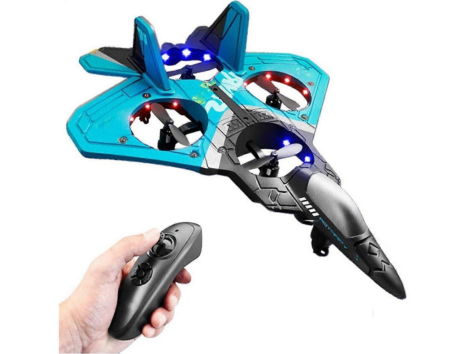 V17 Remote Control Stunt Plane 2.4 GHz RC Quadcopter with LED Lights Blue