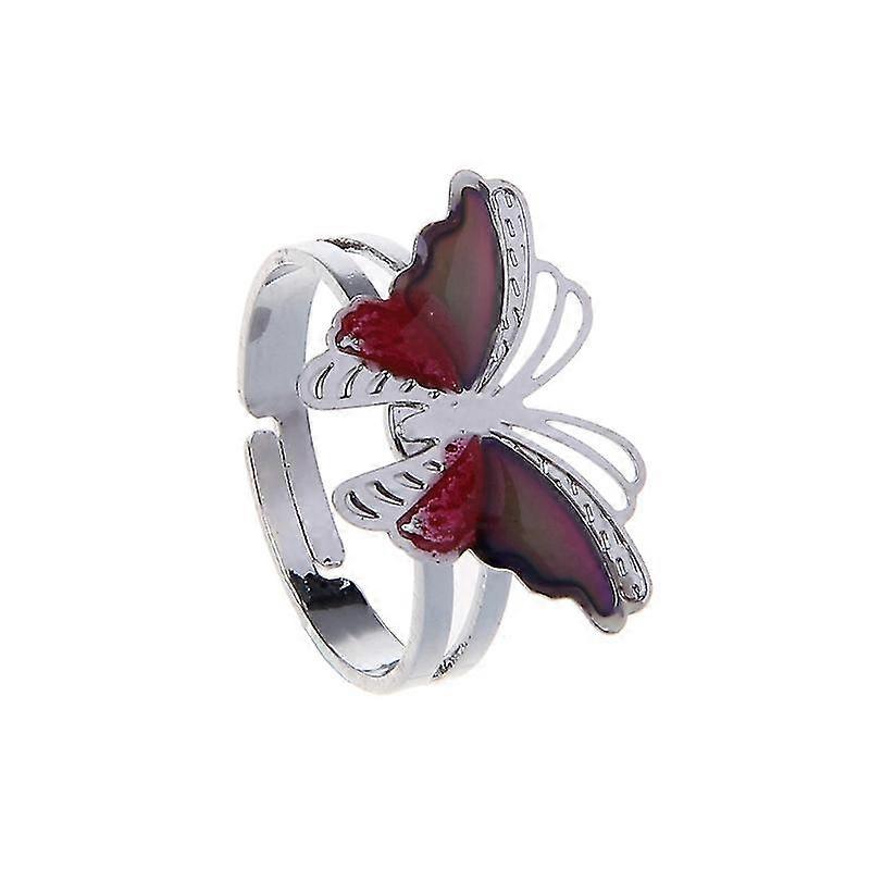 Vintage Color Change Mood Ring Butterfly Temperature Changing Ring Adjustable