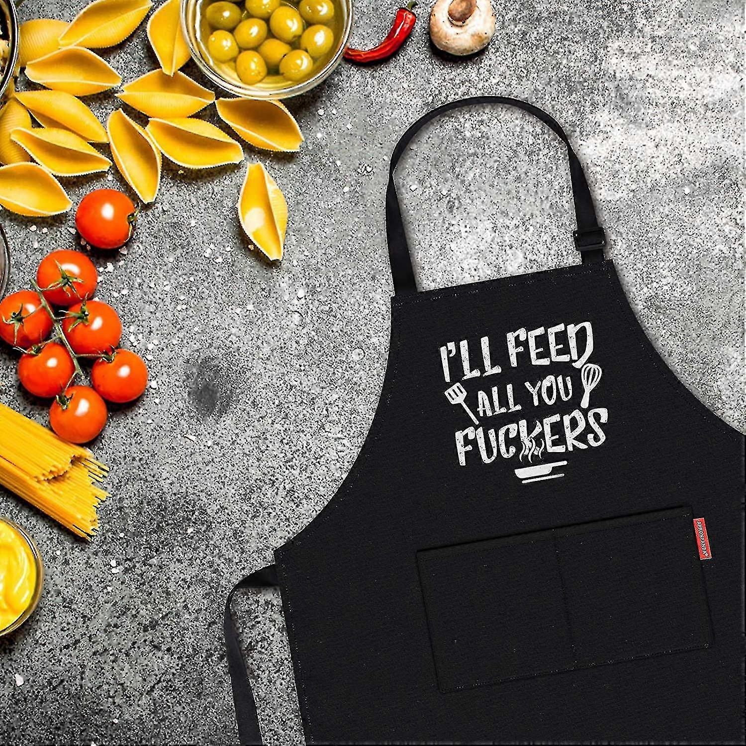 Funny Cooking Apron For Men & Women - Adjustable BBQ Gardening Painting Apron With Pockets, Fathers Day Gift - View #2