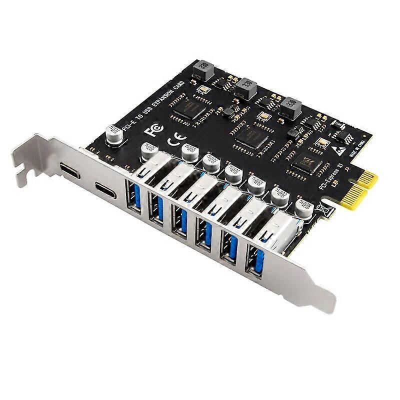 Scheda USB 3.2 PCIe X1 a USB Gen1 5Gbps 8 porte (6 USB A +2 Tipo C) Convertitore VL805+NEC720210 Adattatore Splitter PCIE di espansione
