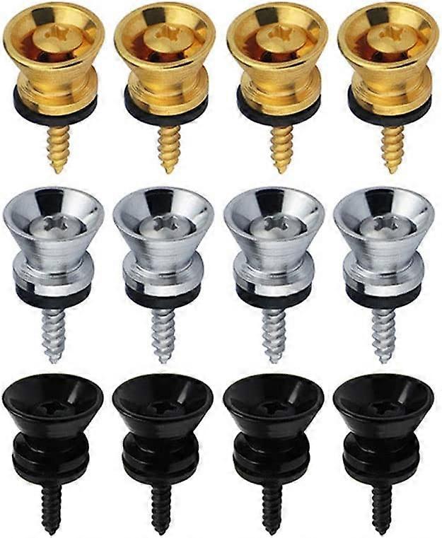 12st Gitarrrem Knappar Ändstift med Monteringsskruvar och Gummikuddar Metall Gitarrrem Lås Rem Knappar För Akustisk Elgitarr Bas 