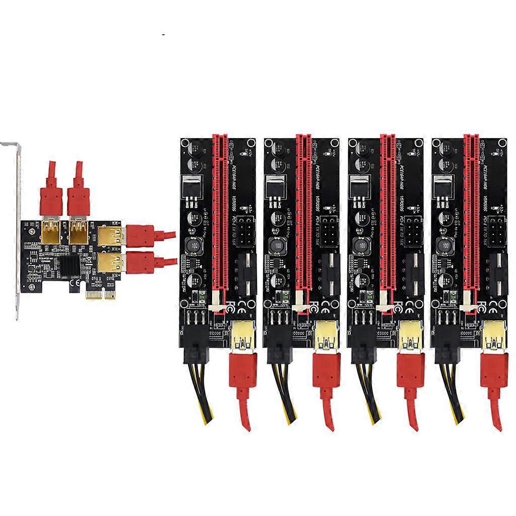 Κάρτα προσαρμογέα PCI-E 1X έως 4 PCI-E 009s PCIE σε PCI για Express Riser 4 Καμπίνα USB3.0