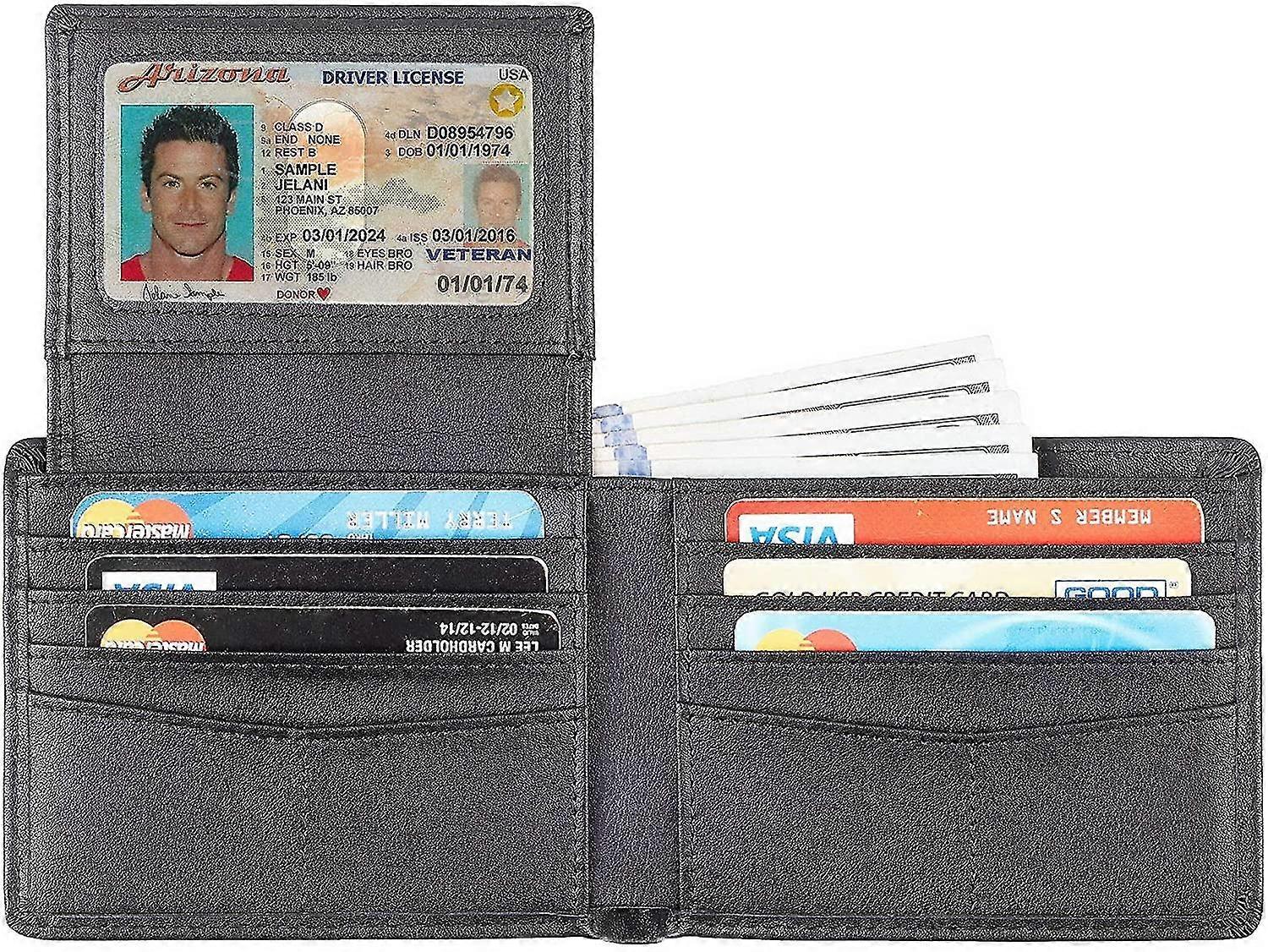 Genuine Leather Rfid Blocking Wallets Mens Wallet Bifold Classic