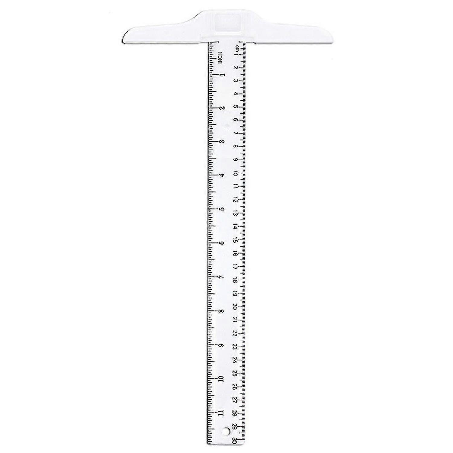 Gong ying 30cm/12" plastic t-square metric ruler cm/inch double side scale t shaped ruler z16748