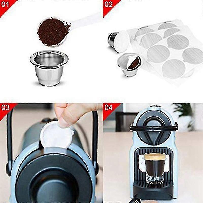 10 dosettes 100 joints en acier inoxydable compatibles avec les capsules rechargeables Nespresso,b