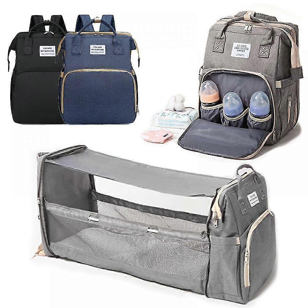 Diaper Bag Backpack Nappy Changing Bag With Usb Charging Port Portable Folding Crib With Changing Mat And Stroller Straps For Dad And Mum B2 ZD V