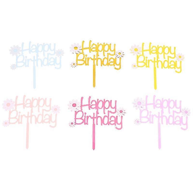 6 Sets Flower Daisy Cake Topper Safe Cake Decor Topper Delicate Cake Topper