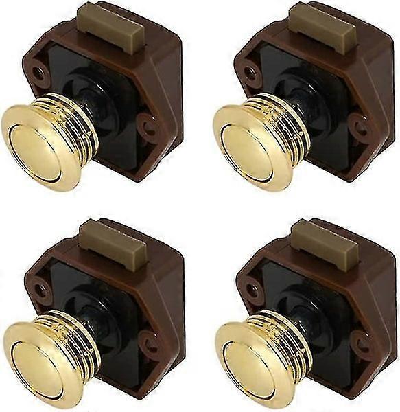 4 Pcs Push Button Latch, Mini Push Button Drawer Cabinet Door Lock Keyless Cabin