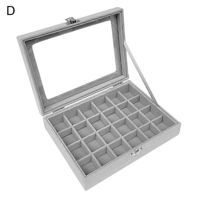 Earring Box Dust-proof Divided Grids Furry Surface Ring Bracelet Display Organizer for Home