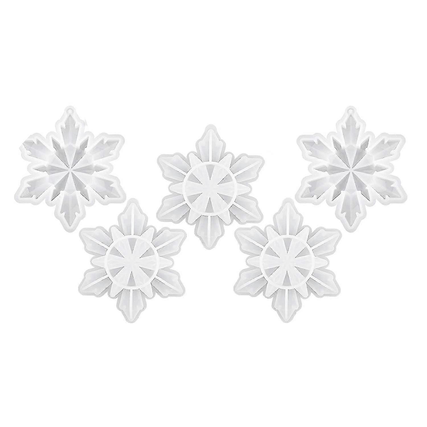 5 Pieces Christmas Silicone Resin Molds 3d Snowflake Molds Silicone Epoxy Casting Resin Mould For D