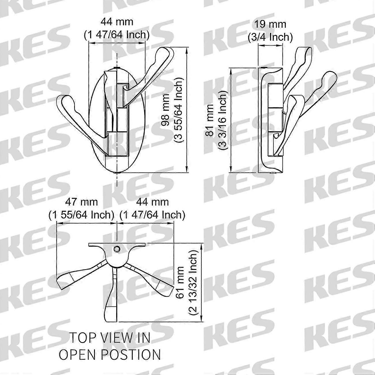 Metal Swivel Hook Folding Swing Arm Triple Coat Hook,brushed Grey