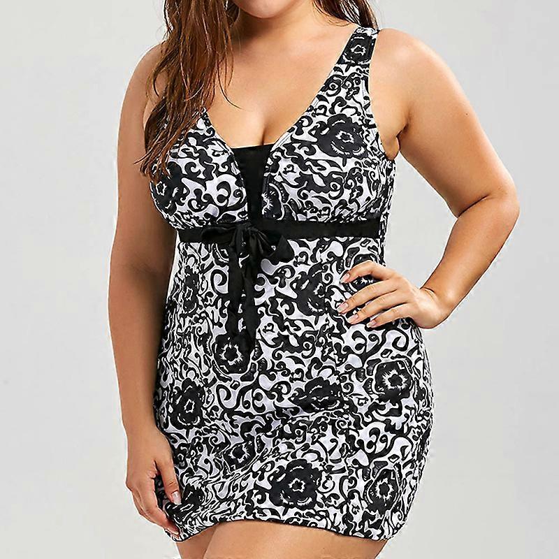 Plus Taille Femmes Rembourré Tankini Ensemble Bikini Maillot de bain Maillots de bain Maillots de bain avec Garçon Shorts