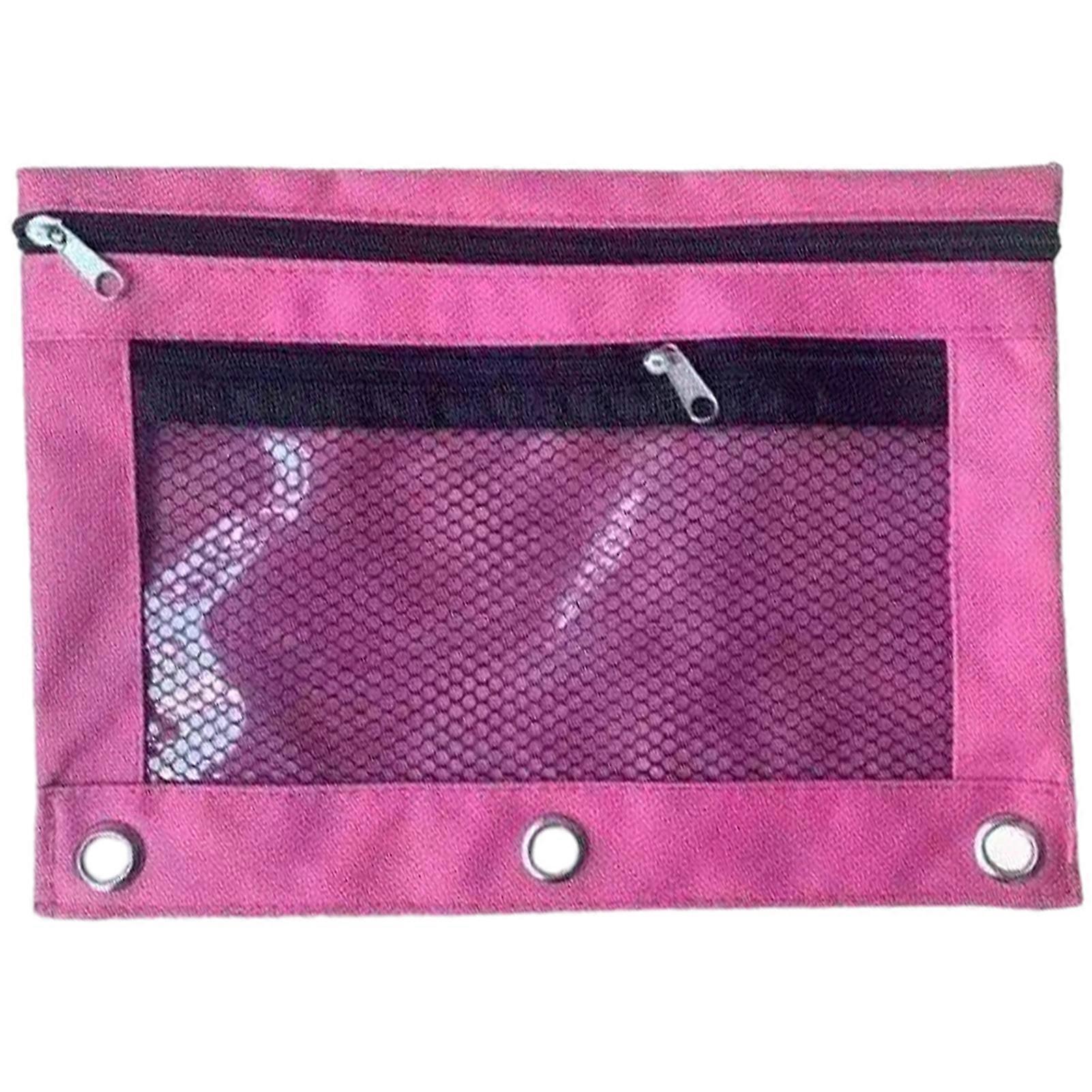 Pencil Bag Large Capacity Mesh Windows Zippered Stationery Storage Bag Binder Pencil Pouch for Home School