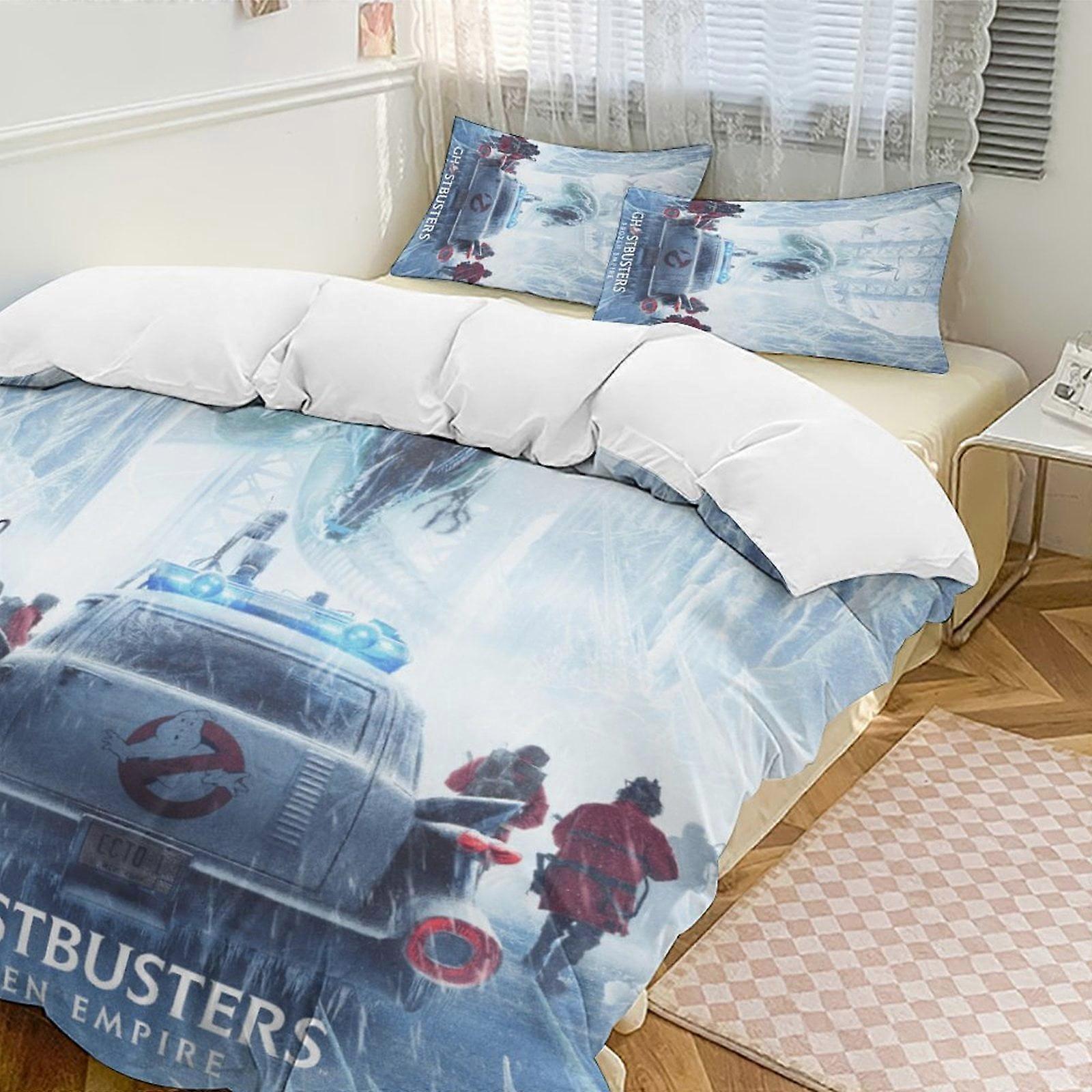 v7048 Bed Sheets Bedding Ice GHOSTBUSTERS Comforter Set Soft 3 Pcs Twin Bedding Sets Thicken for All Season, 1 Comforter 2 Pillow Shams Bed Sheets