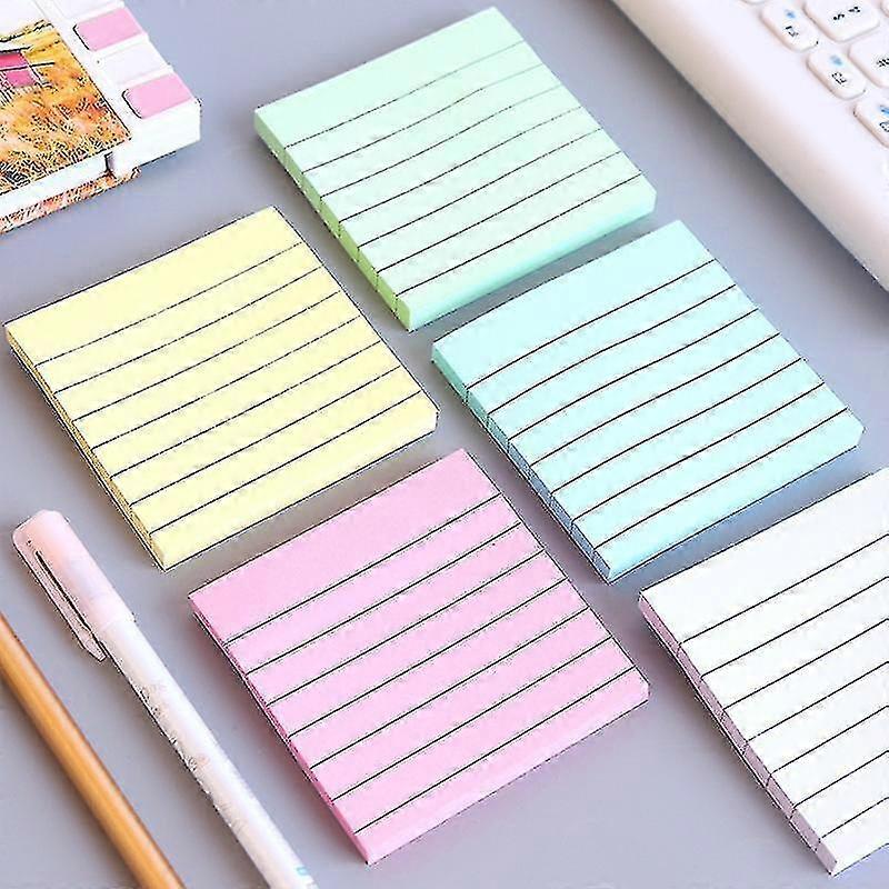 Lined Stiy Notes With Lines 3*3 Self-sti Notes 5 Candy Color 5 Pads, 70 Sheets/pad