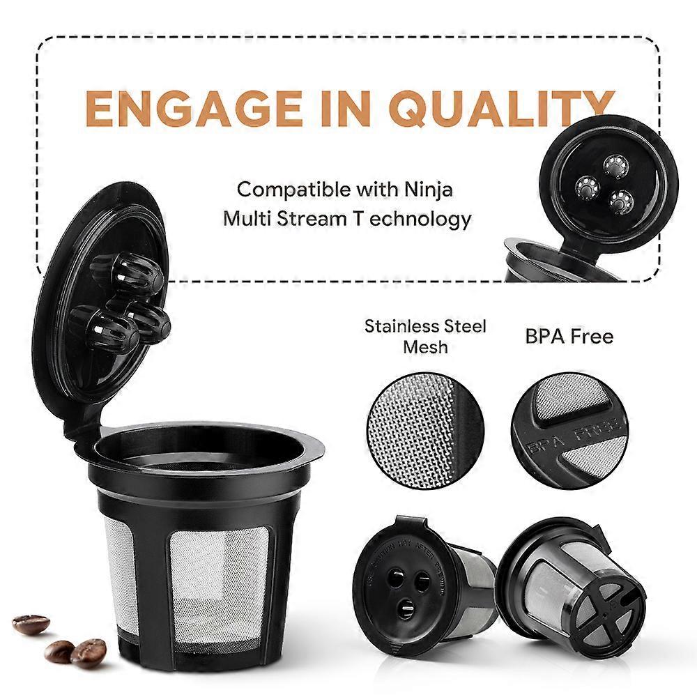 3PCS Reusable K Cup Coffee Pods Compatible for Ninja Dual Brew Coffee Maker