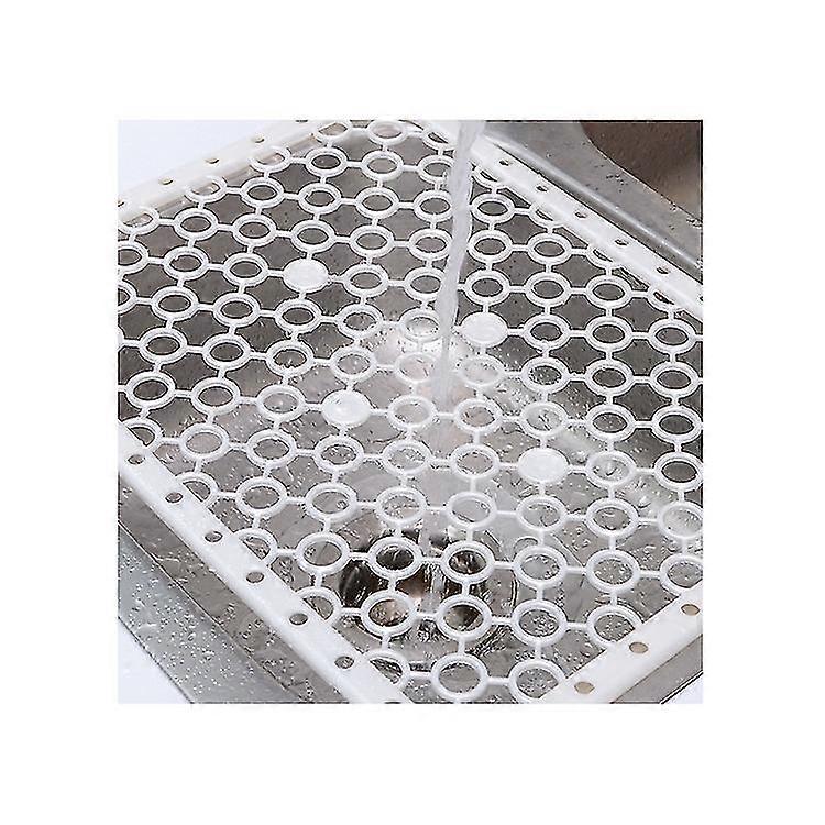 Set of 2 Large Plastic Kitchen Sink Mat Convenient for Draining Dishes - White,29.4*39.4cm