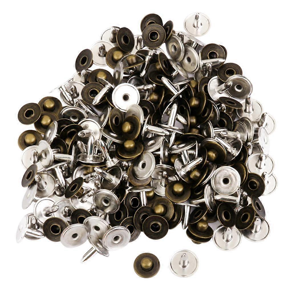 100 Sets Rivets Fasteners Studs Button Sewing Jeans Bronze