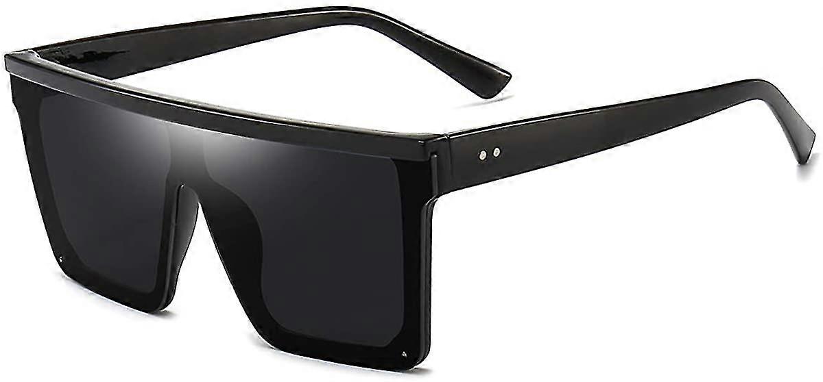 MIMIGO Square Oversized slnečné okuliare pre ženy Muži Módny plochý top Veľké čierne rámové odtiene