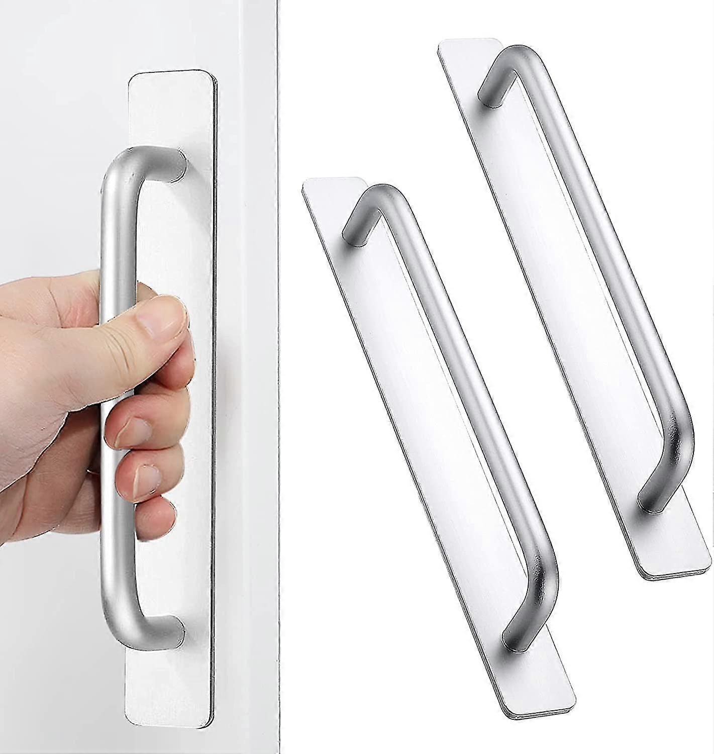Self-stick Instant Cabinet Drawer Handles Pulls - 2pcs Aluminum Alloy Drawer Push Pull Handles Helper With Adhesive Door Handle For Kitchen Cabinet Dr