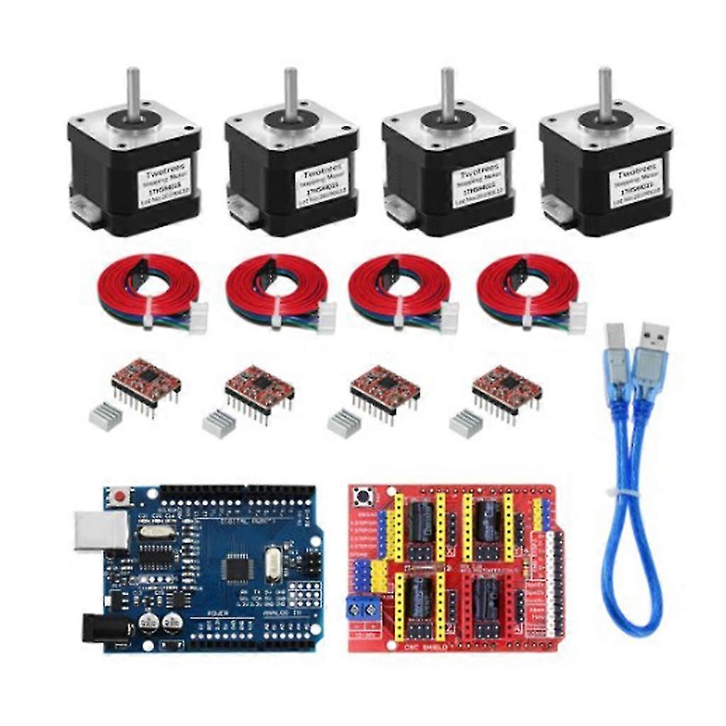 CNC-Shield V3 + Scheda UNOR3 + 4x A4988 Driver per motori passo-passo + Nema17 17HS4401S