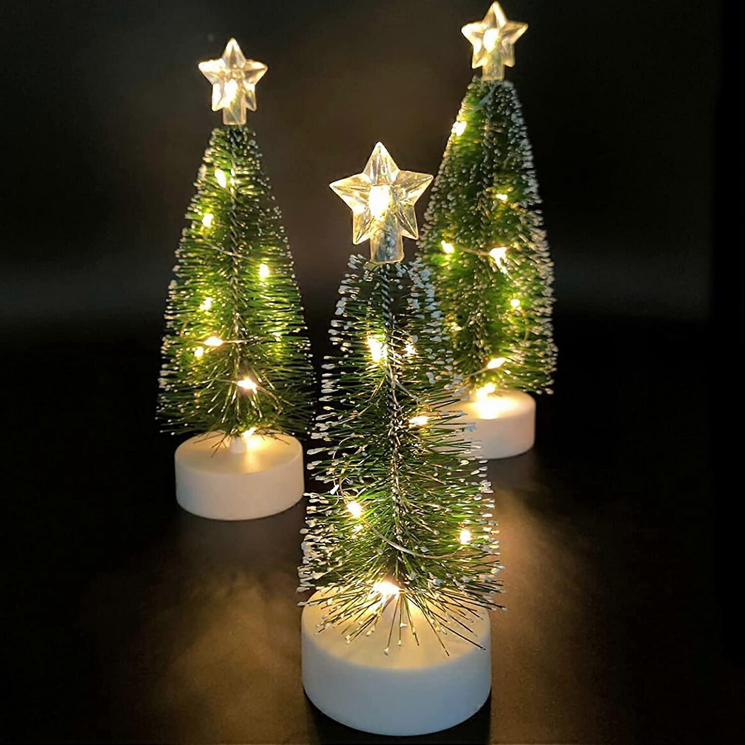3-piece desktop Christmas tree with light, mini artificial Christmas tree with LED string light, Christmas party decoration, mini table decoration