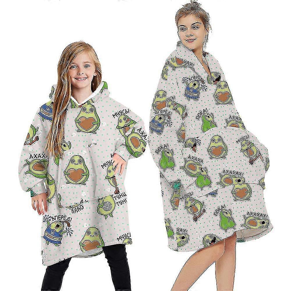 بطانية قابلة للارتداء بغطاء رأس من الصوف الفاخر، سترة بغطاء رأس متناسقة للعائلة، ملابس منزلية للبالغين والأطفال