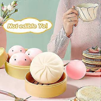 Dumpling Squishy Jumbo Knödel Stressball 4er Set – Anti Stress Spielzeug Mit Dampfgarer
