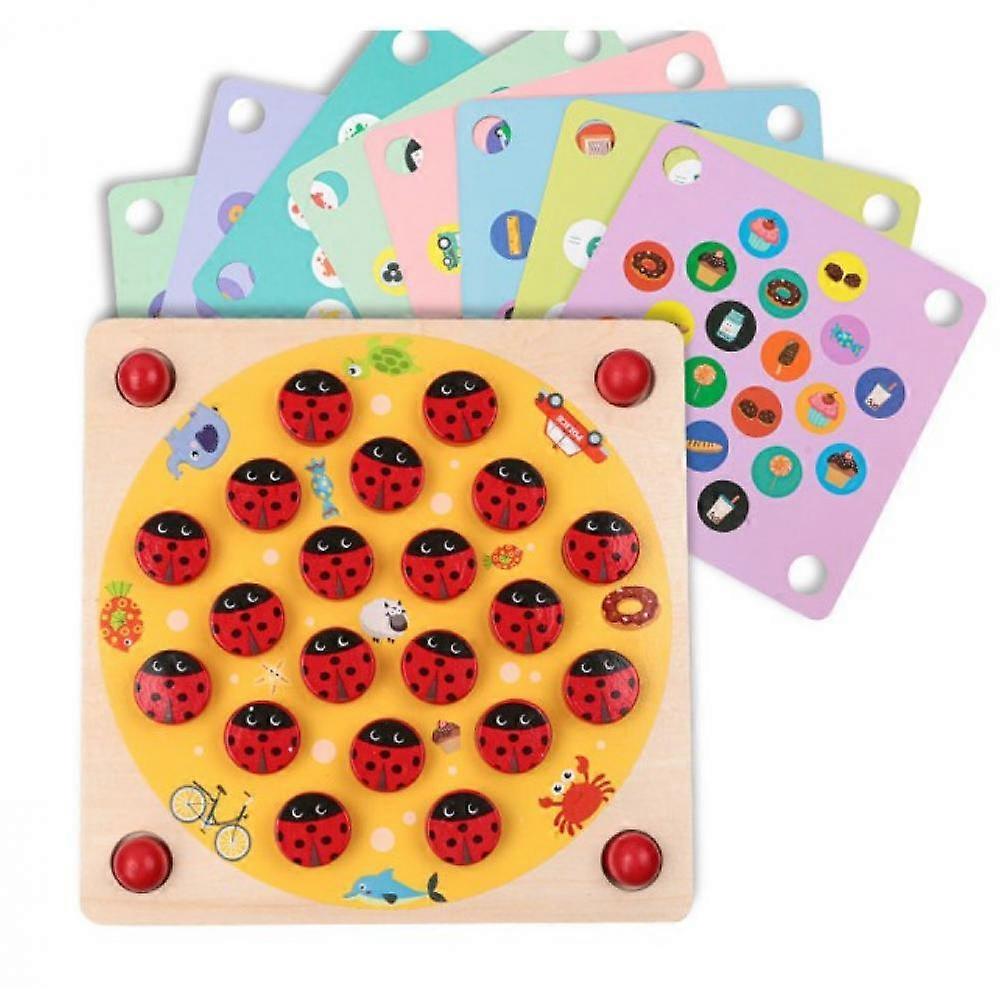 Toys Ladybug Garden Memory Game  Educational Wooden Game for Children 3, 4 and 5 Years Old  8 Decors  Stimulates Memory and Development of Cognitive S