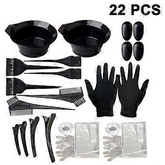 22Pcs Hair Dye Coloring Kit Diy Salon Hair Coloring Bleaching Hair Dryers Hair Dye Tools Hair Tinting Bowls Dye Brush Ear Cover Gloves Hair Clips Are 