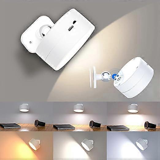 Wall Lights LED, 3 Colors Dimmable Touch Beside Lamp with RC, 360 Rotation Detachable Indoor Wall Lamp, USB Rechargeable Bedside Sconce Lamp Reading N