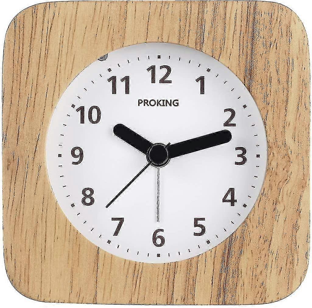 Holzwecker Retro Silent Wecker mit Licht Holzwecker