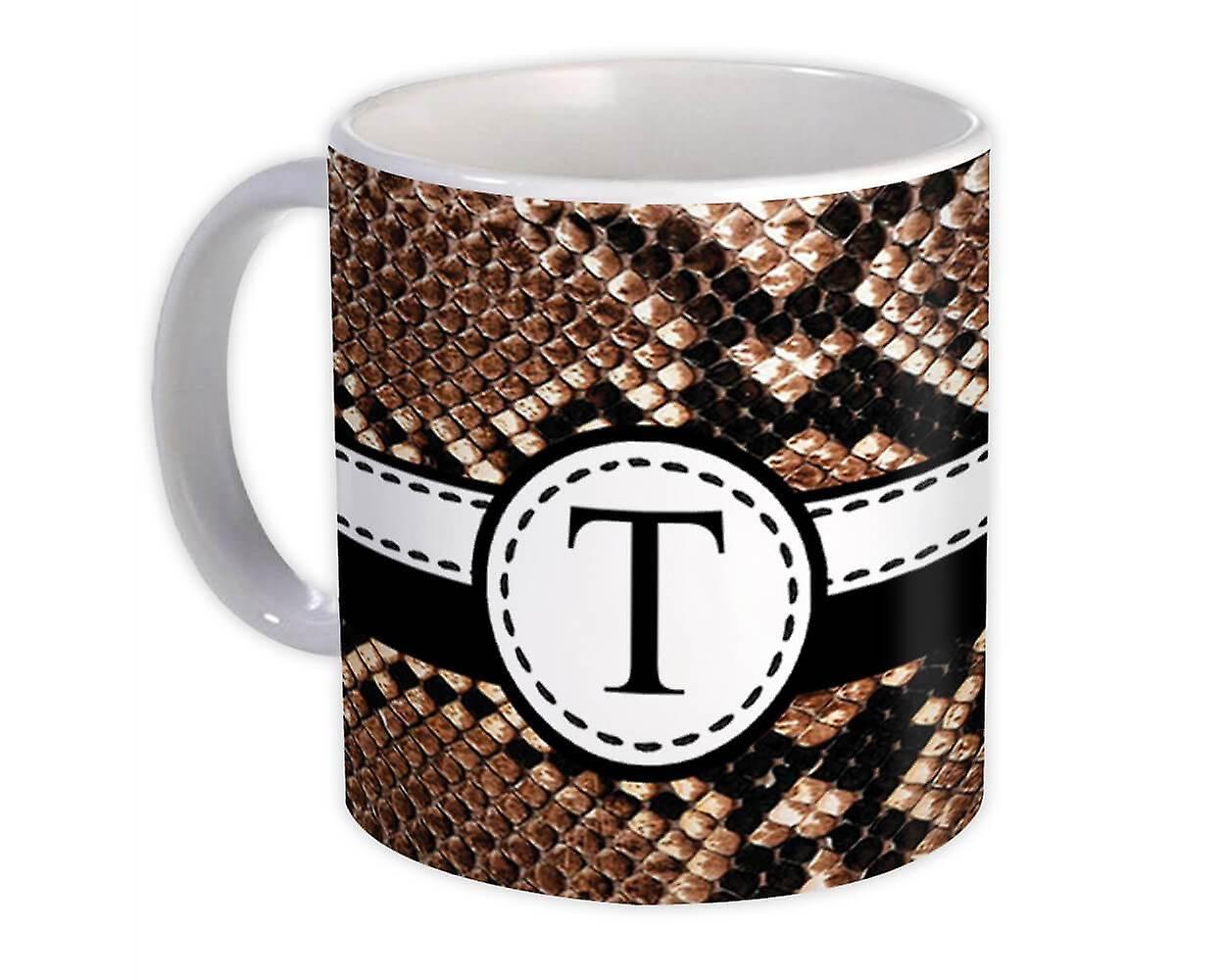 Geschenkbecher: Monogramm Buchstabe T Snake
