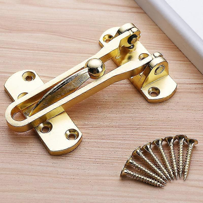 (ゴールド)ホームセキュリティドアロック、スイングバー、フロントドアとインテリアドアの盗難防止ラッチ