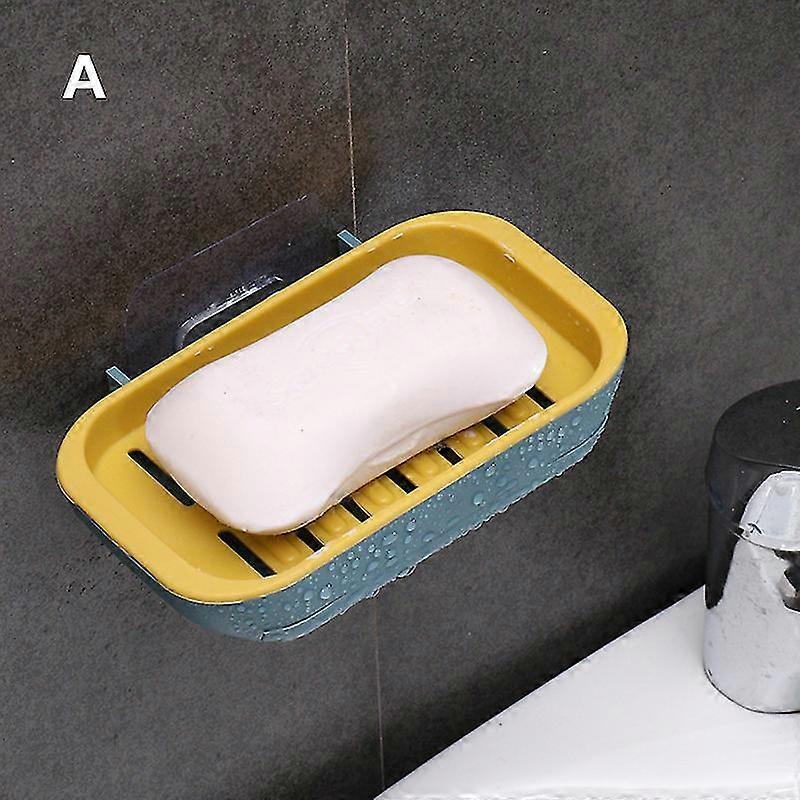 Wall Mounted No Drilling Soap Box With Drain Plate Self Adhesive Soap Holder