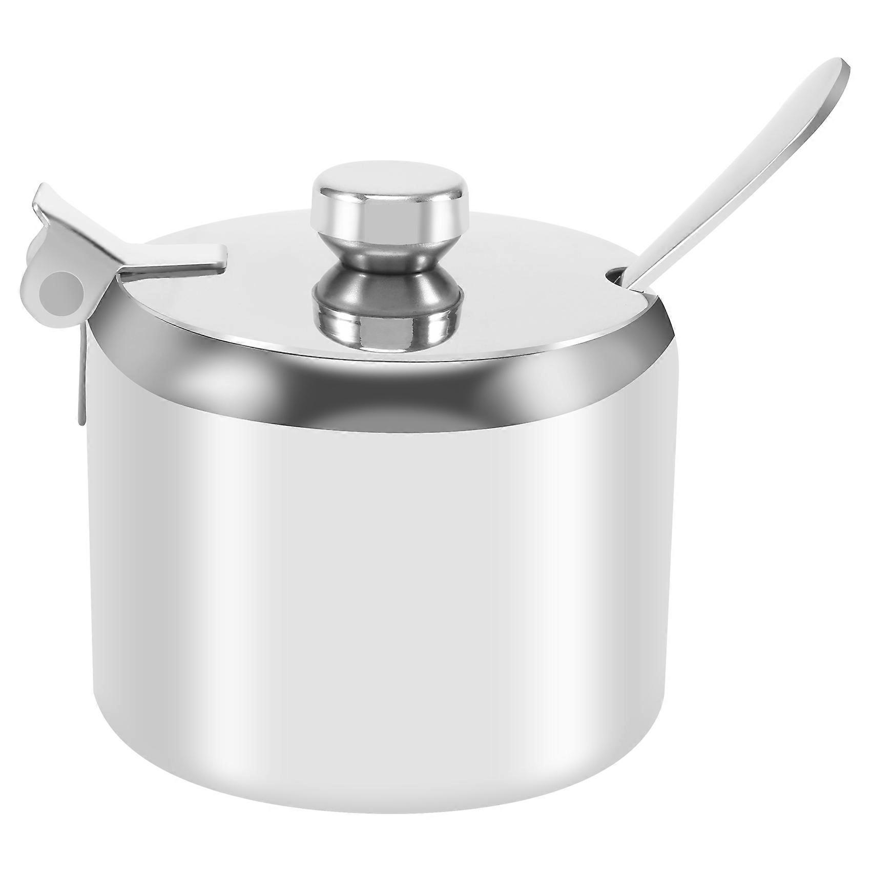 Stainless Steel with Lid and Spoon Seasoning Jar Seasoning Jar Tableware Spice Container