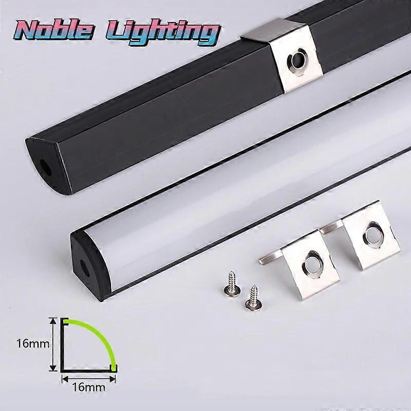 0,5 m/Stück V-Typ-LED-Schwarz-Aluminium-Profil mit milchigem Abdeckkanal-Diffusor-Wanddekor Eckschrank Bar-Line-Rohr-Streifenlicht
