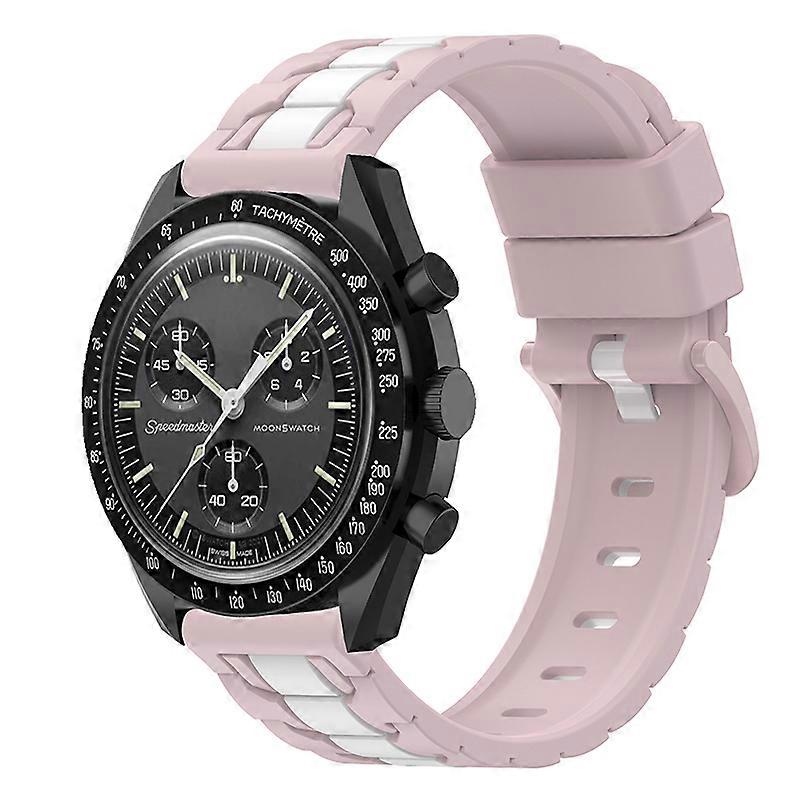 For Omega Swatch Joint MoonSwatch 20mm Smart Watch Strap Dual Color Chain Shape Design Wrist Band Replacement