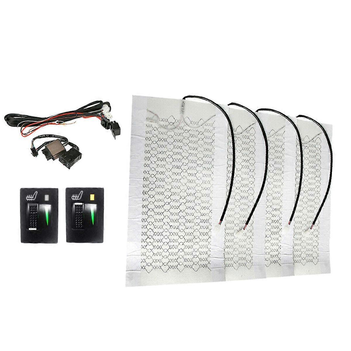 4PCS Car Heater 12V Heated Heating Pads with 2 Dial 5 Level Switch for Prado Yaris