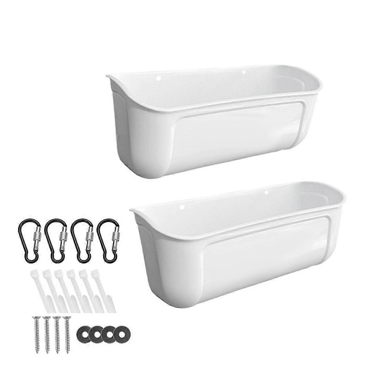 Goat Feeder,,High-Capacity Hanging Fence Feed Trough,Suitable for Sheep, Deer, Chicken 2Pcs White
