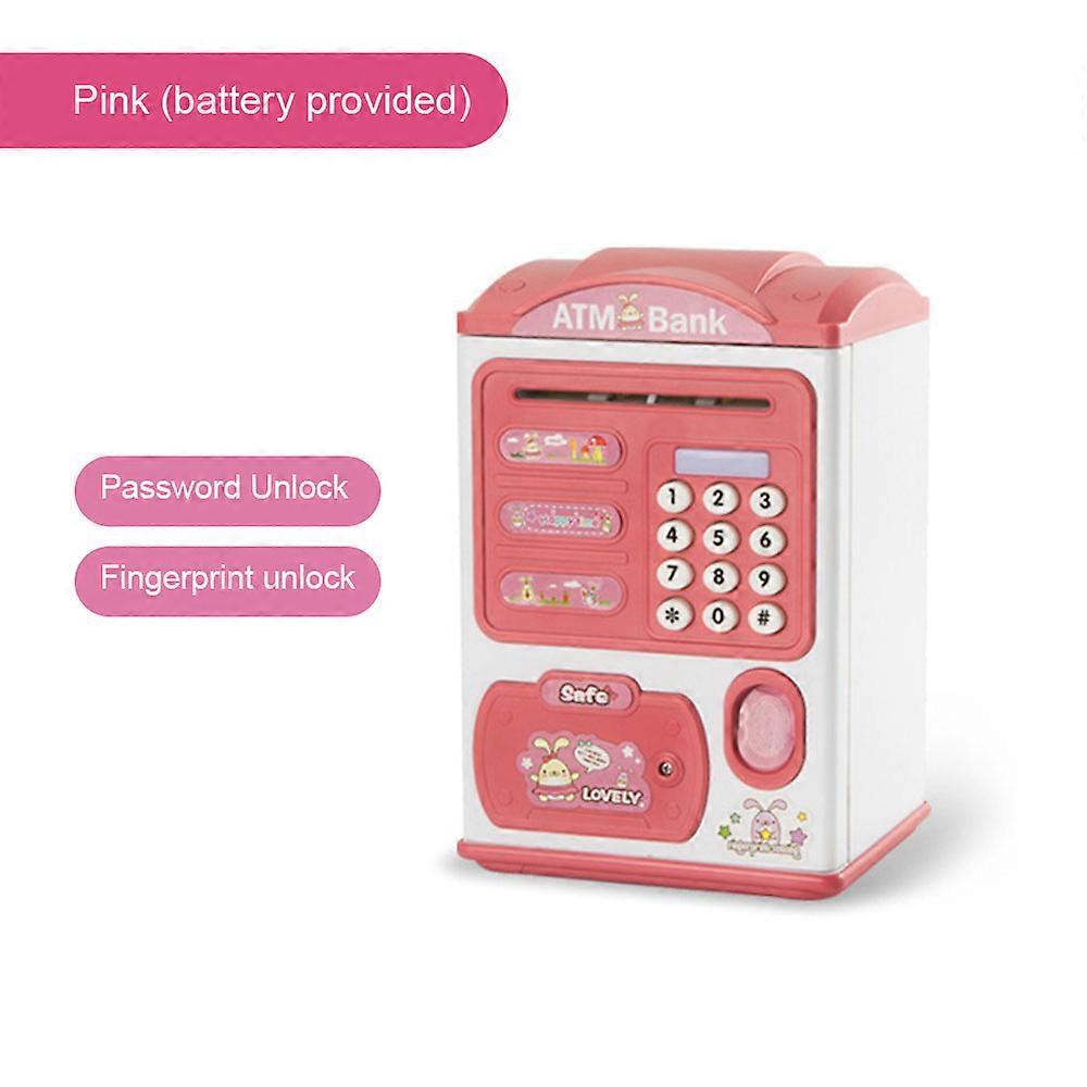 Auto Roll Money Box with Fingerprint Password Lock Piggy Bank Mini Electronic ATM Savings Jar for Paper Cash Safe Kids Toys Gift