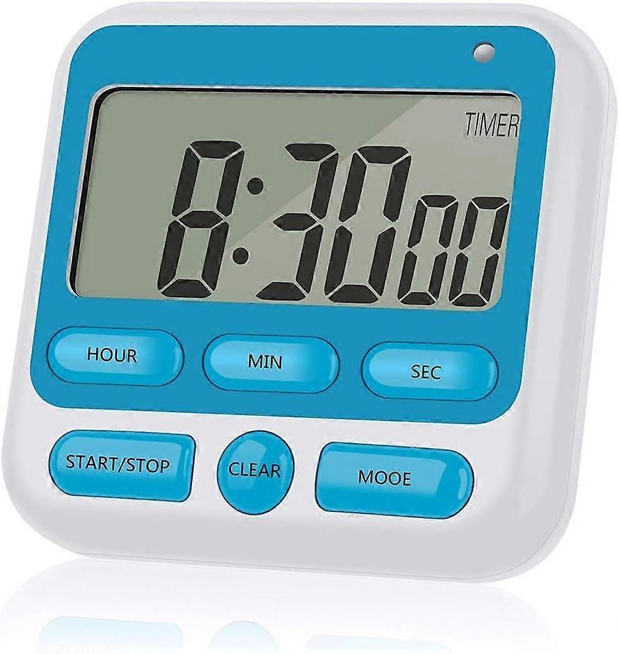 Large LCD Digital Kitchen Timer Learning Countdown Time Management Alarm Clock 24 Hours Magnetic Blue