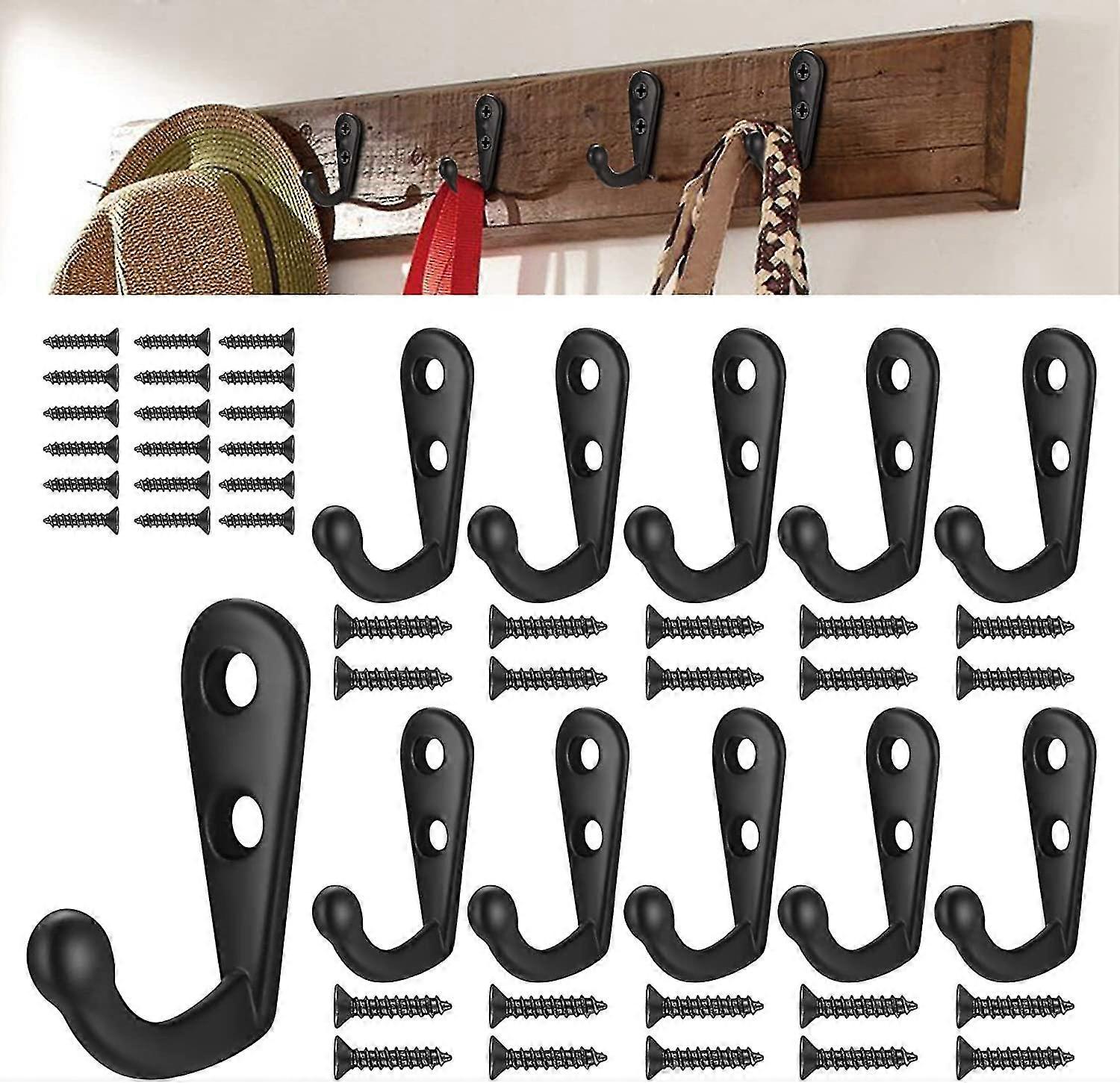 2024 10pcs Wall Hooks, Bathroom Wardrobe Hooks