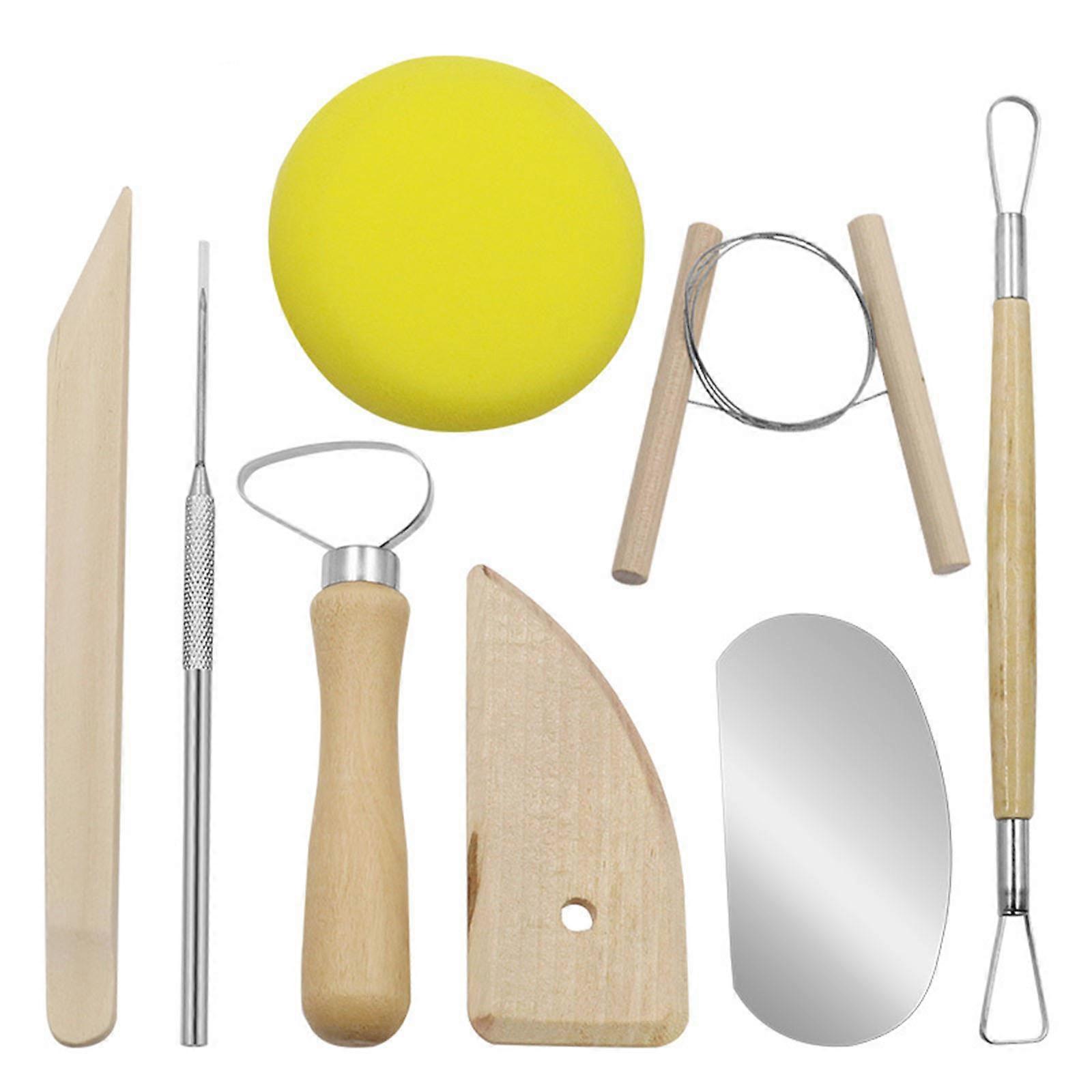 Clay Tool Set Ceramic Forming Tool Metal Wood Sponge Tool Set 8-piece Set