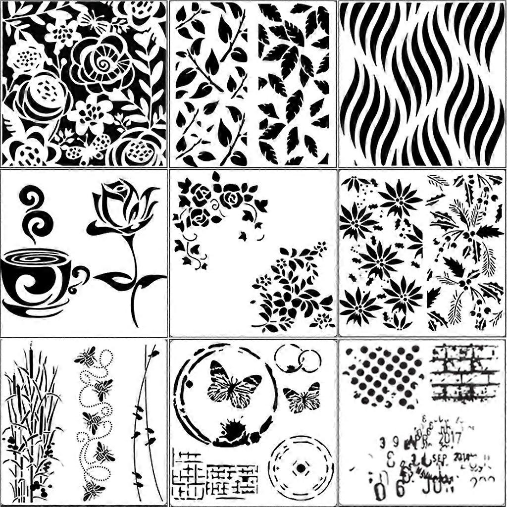 Painting Stencil 9Pcs Plastic Template DIY Embossing School Classoom Handmade