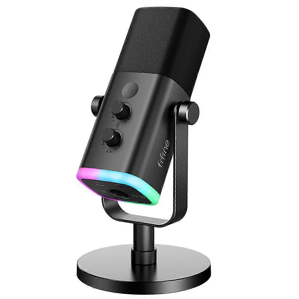 Microfono dinamico FIFINE XLR/USB con jack per cuffie/RGB/Mute, microfono per registrazione streaming di giochi PS4/PS5 Ampligame AM8W