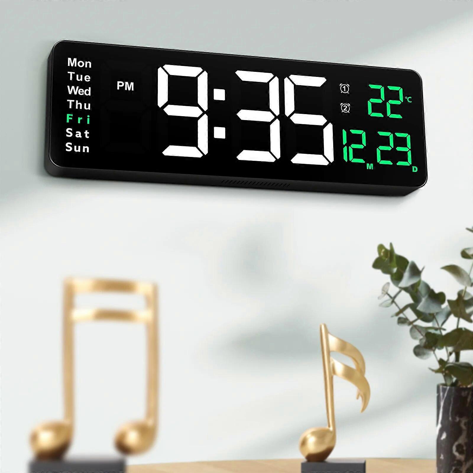 Digital Wall Clock Temperature Classroom Remote Control Plastic Mount Large Display Led