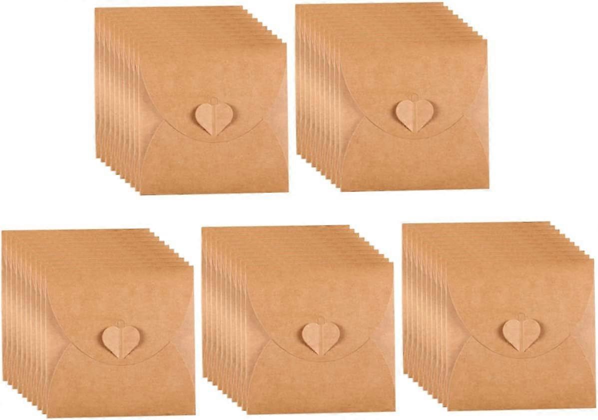 100 Kraft Paper Envelopes With 100 Blank Paper Cards, Mini Envelopes With Heart Closure For Gift Cards Diy Graffiti
