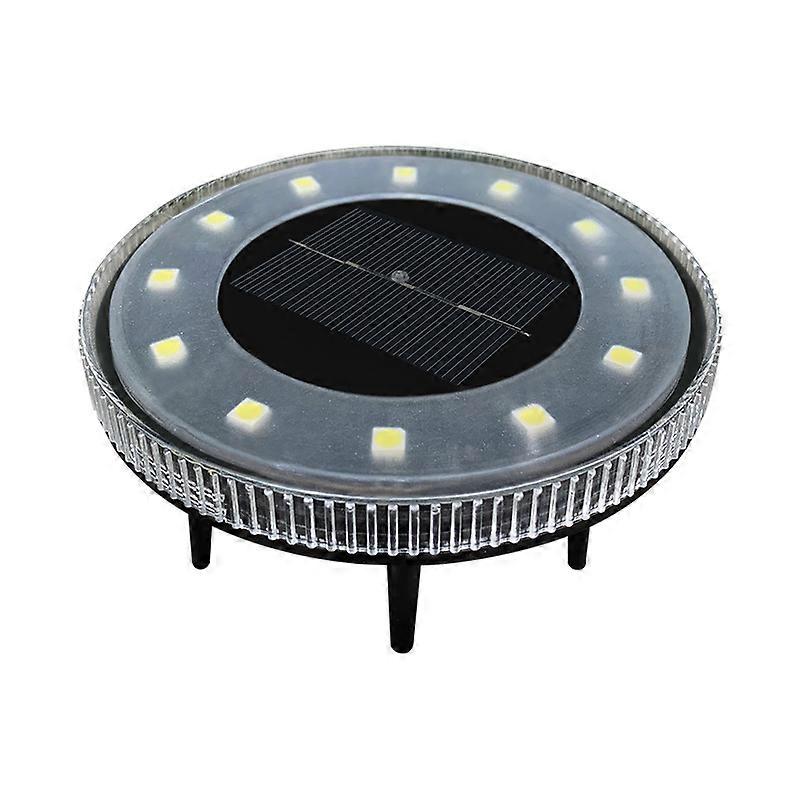 Outdoor Solar Garden Lights, Solar Powered Ground Warm White Lights Outdoor Waterproof Garden Lights with 12 LED Solar Disk Lights for Pathway Yard Wa