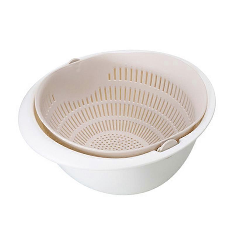 Drain Basket 360 Degree Free Rotation Detachable Double Layer Fruit Vegetable Drain Colander for Home JIKAIX